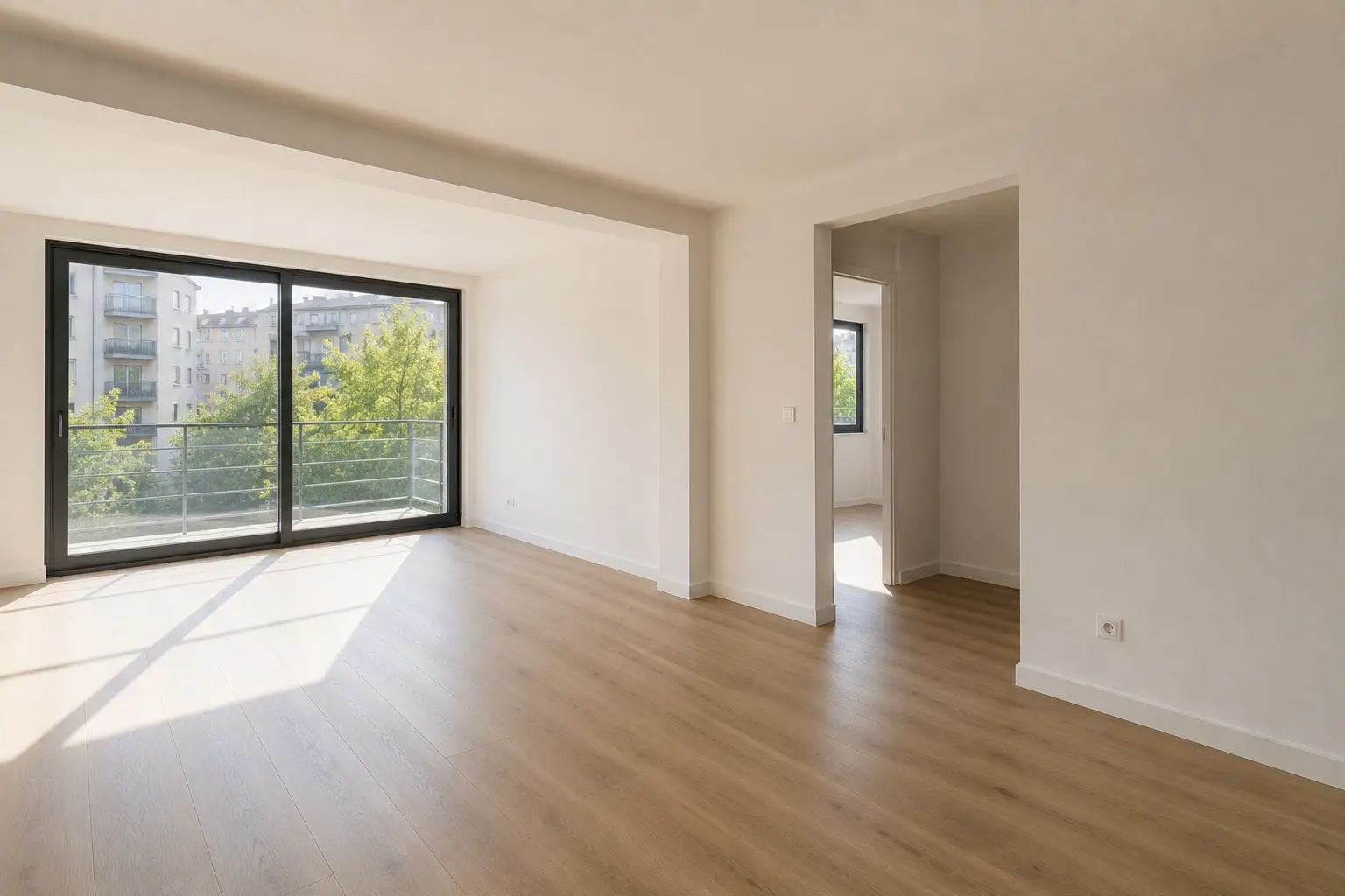Salón y cocina reformados de forma integral en una vivienda de Villena